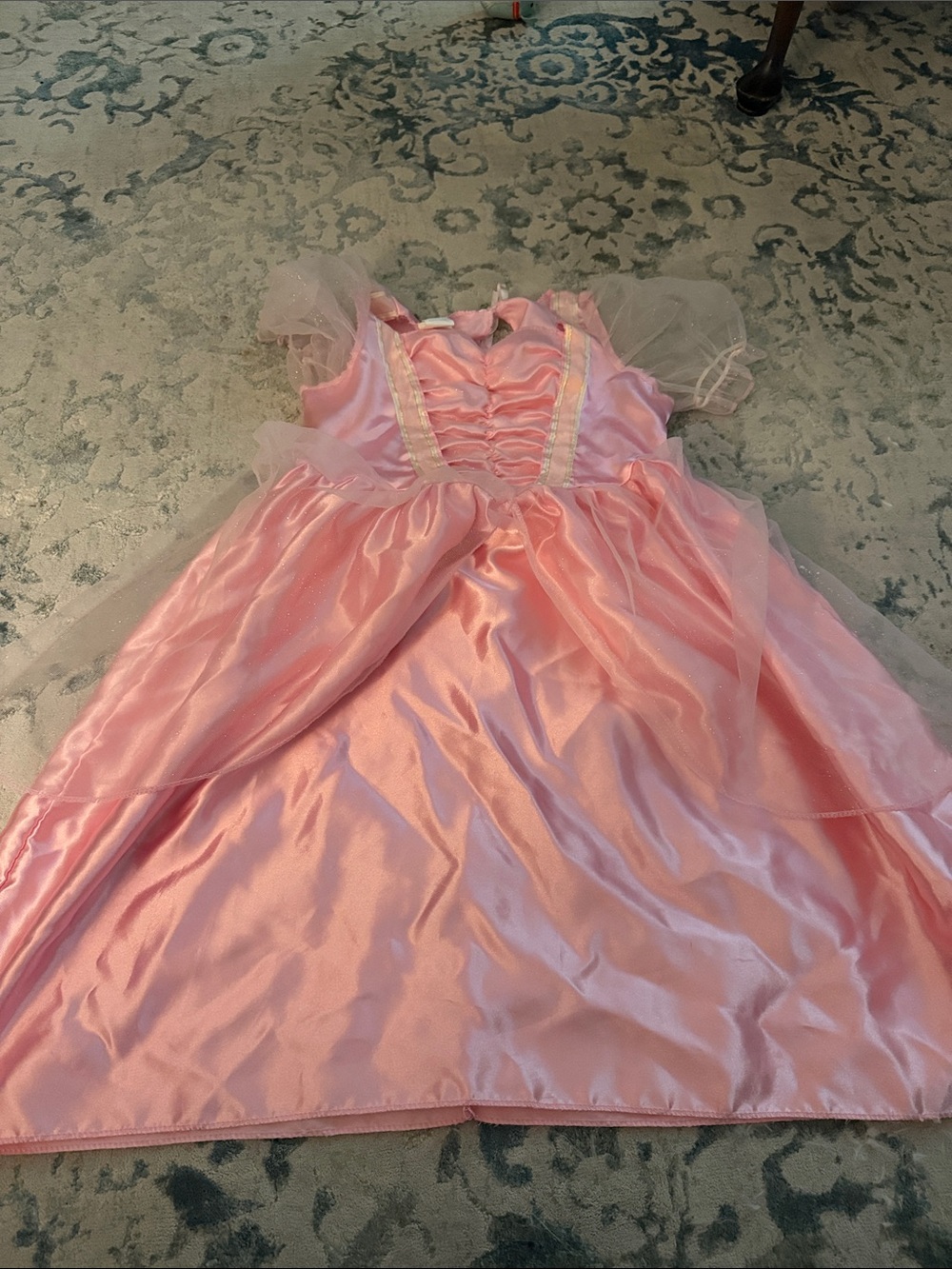 Girls Pink Princess Costume Dress - Satin Tulle Gown